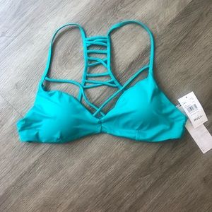 RVCA strappy turquoise teal bikini top Large